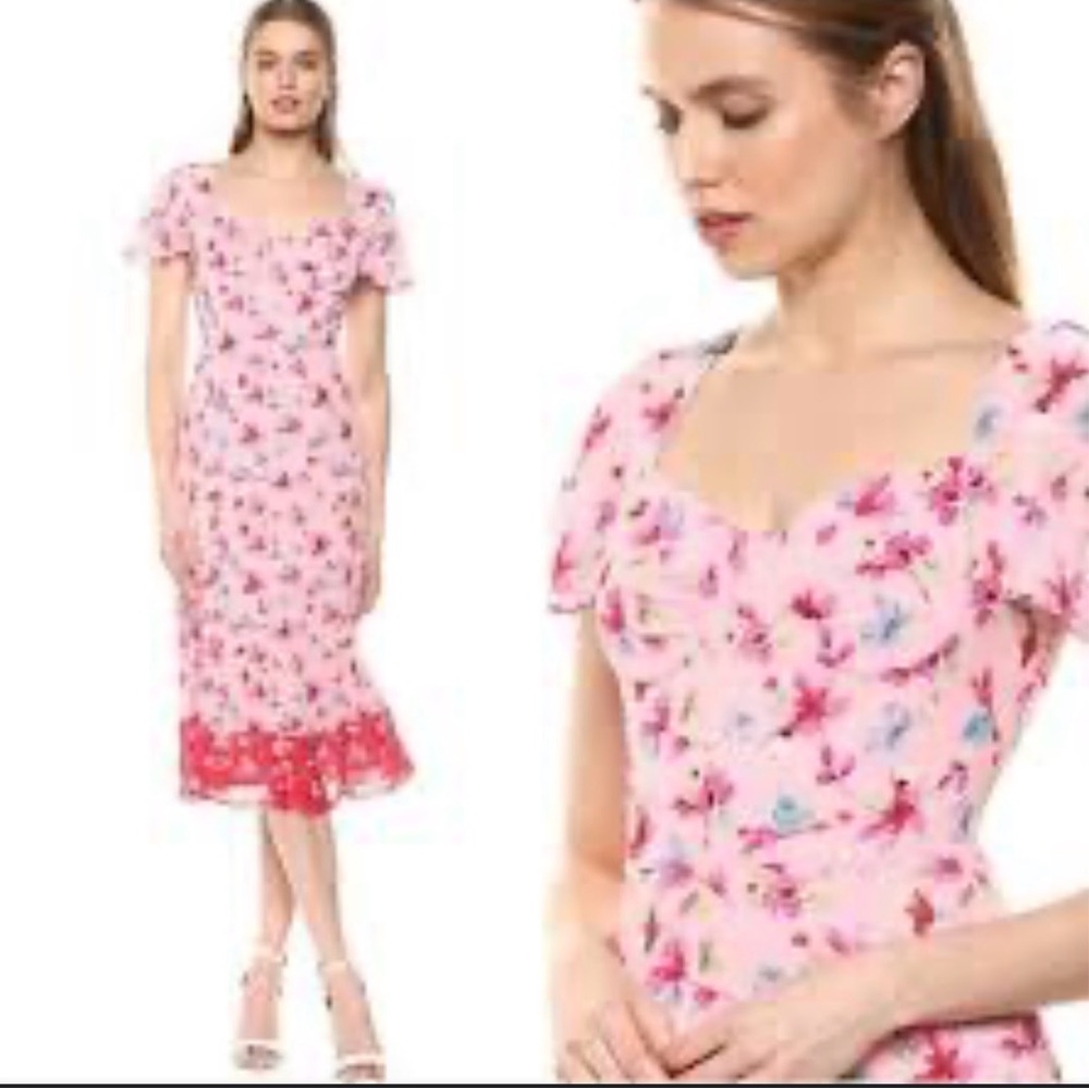 Nanette Lepore Pink Floral Midi Dress